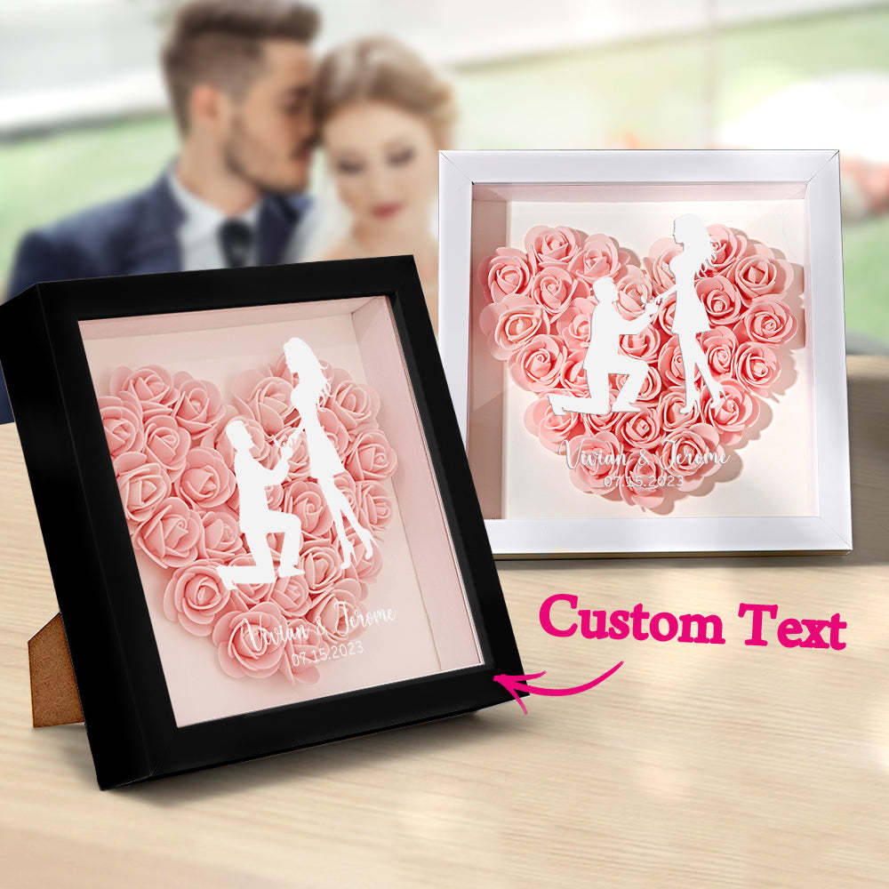 Custom Flower Shadow Box Personalized Name Flower Shadowbox Frame Gift for Couple - photomoonlamp