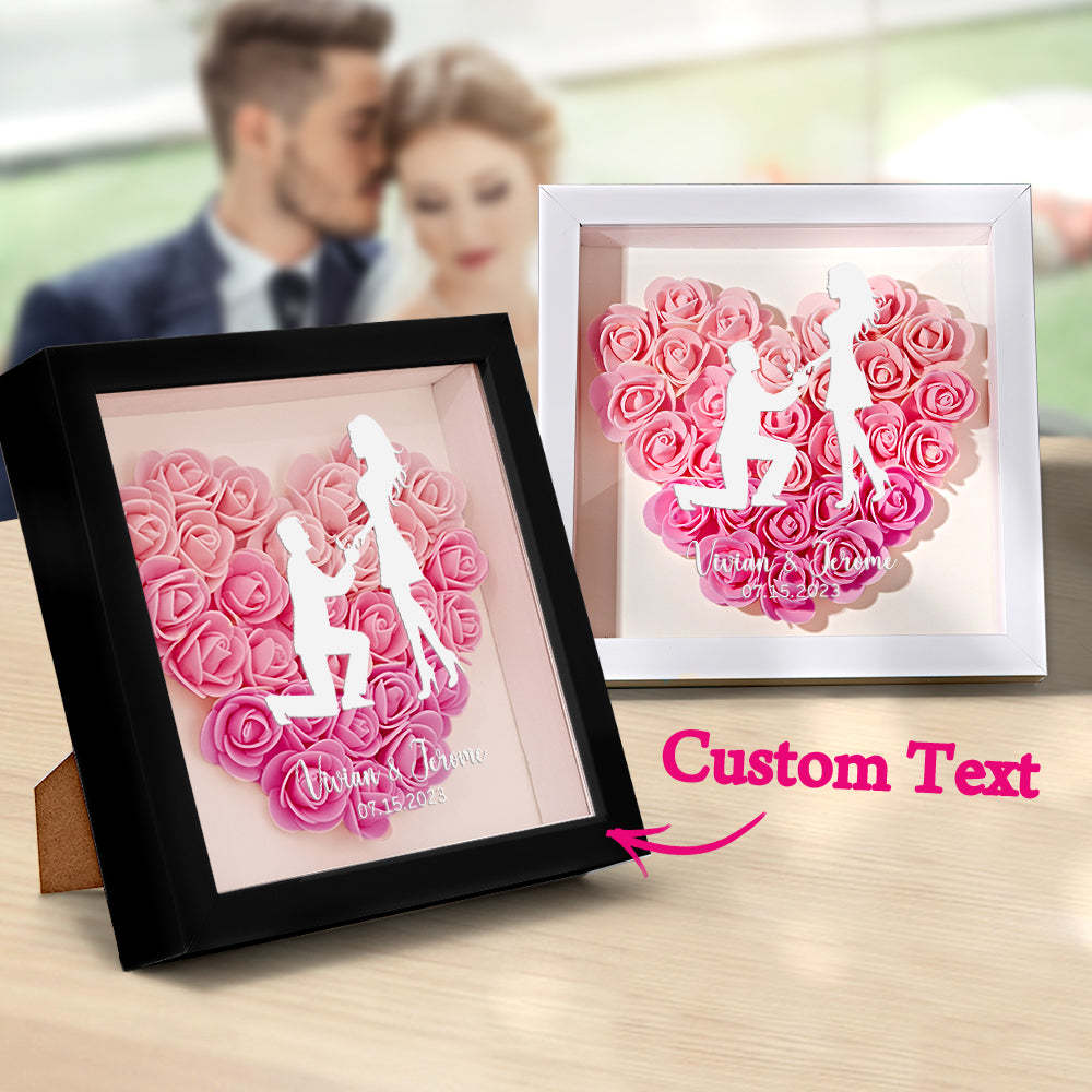 Custom Flower Shadow Box Personalized Name Flower Shadowbox Frame Gift for Couple - photomoonlamp