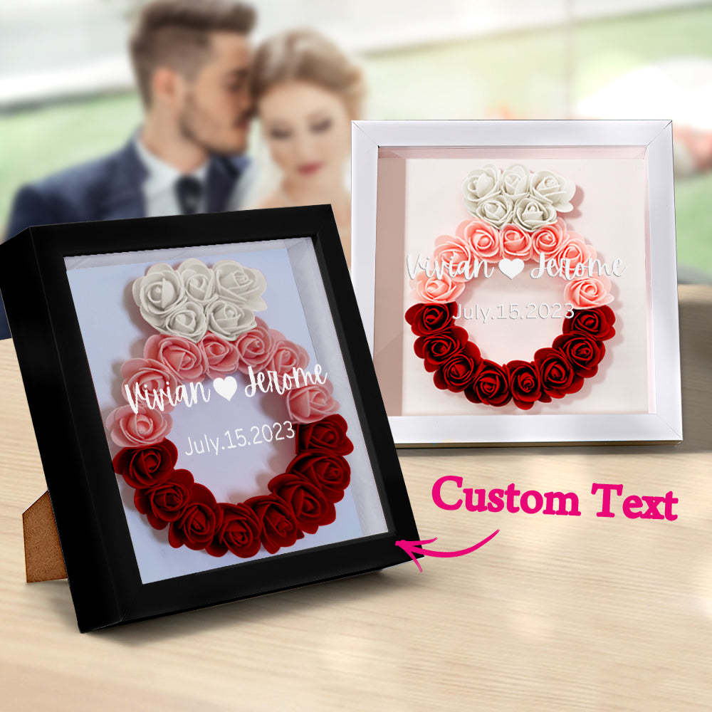Custom Name Flower Shadow Box Personalized Wedding Ring Flower Shadowbox Frame Gift - photomoonlamp