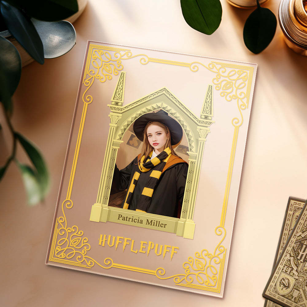 Custom Photo Plaque Hufflepuff House Student Personalized Face Portrait Lamp - photomoonlamp