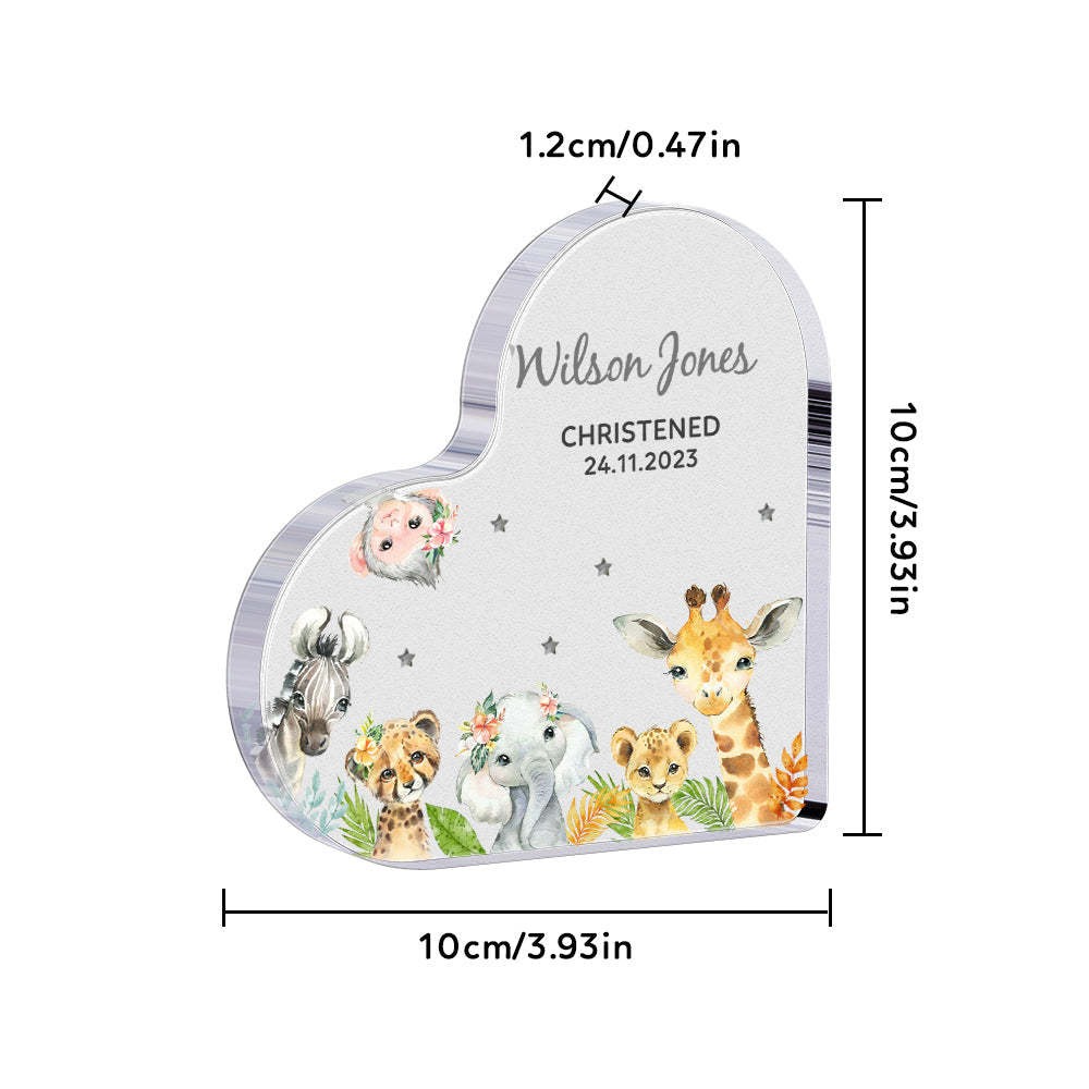 Personalized Name Christening Date Gift Custom Animals Ornaments Gift for New Baby - photomoonlamp