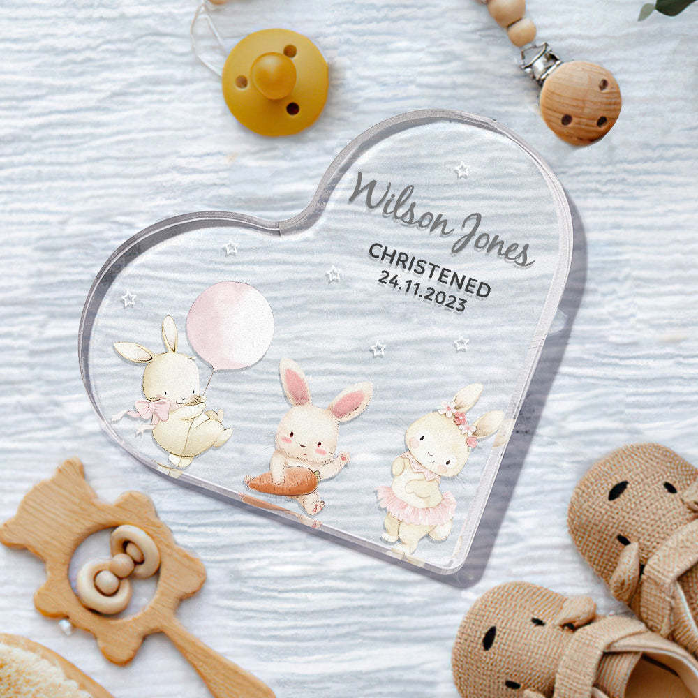 Personalized Name Christening Date Gift Custom Animals Ornaments Gift for New Baby - photomoonlamp