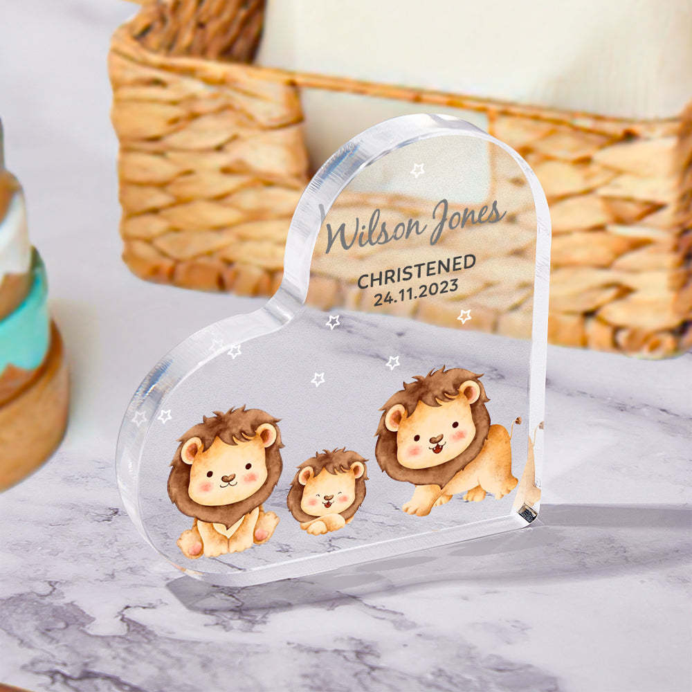Personalized Name Christening Date Gift Custom Animals Ornaments Gift for New Baby - photomoonlamp