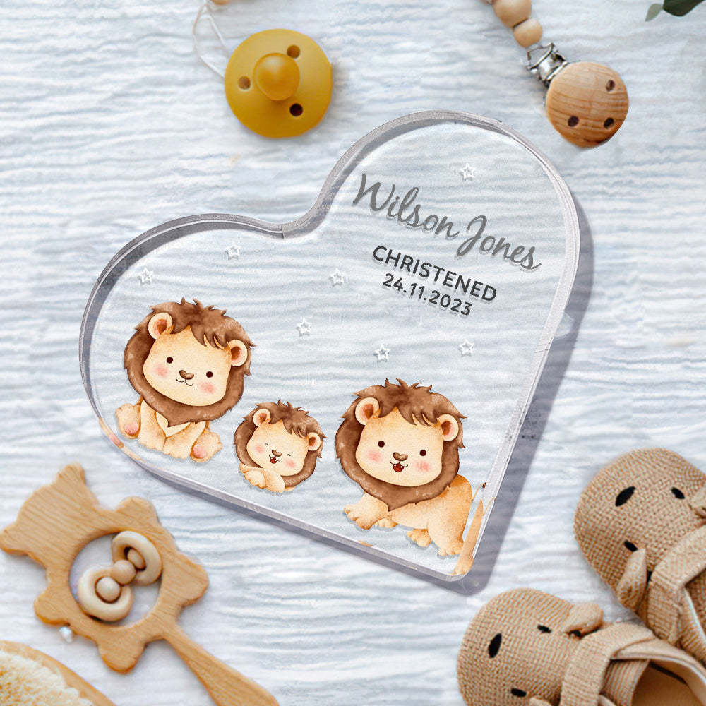 Personalized Name Christening Date Gift Custom Animals Ornaments Gift for New Baby - photomoonlamp