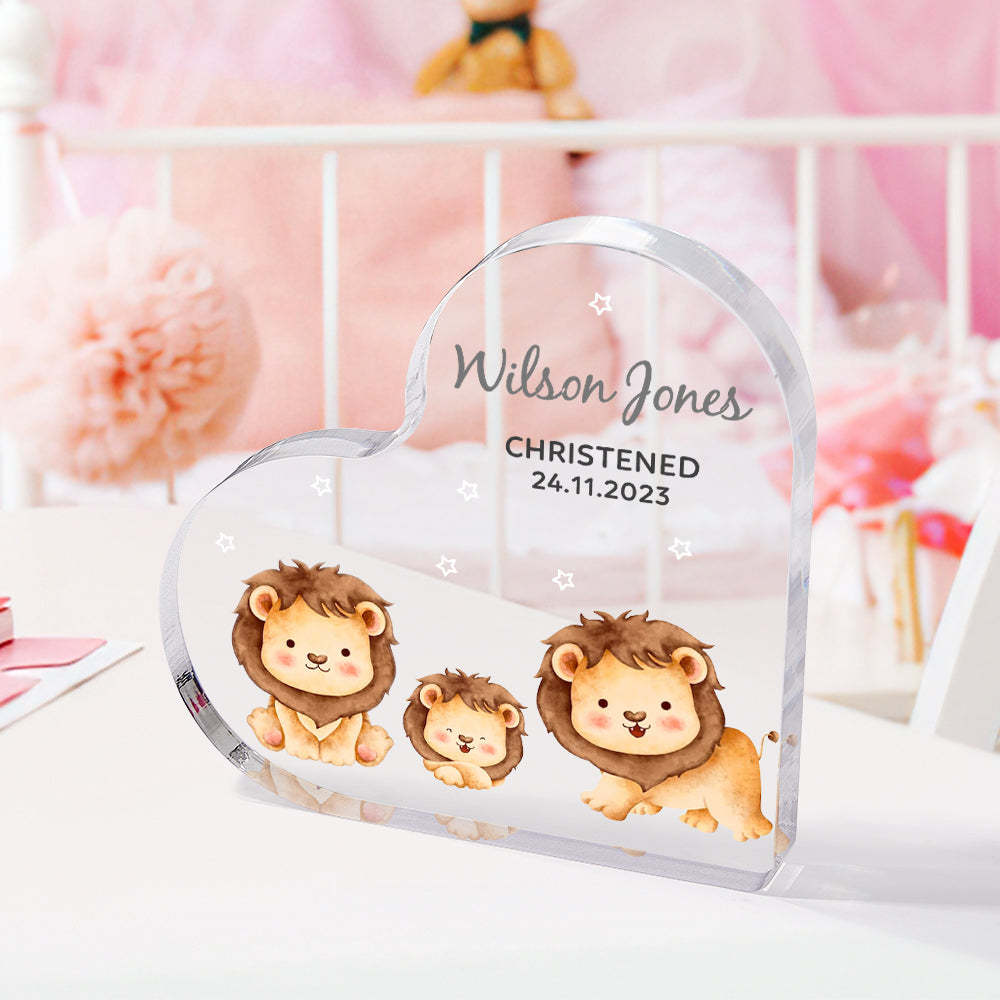 Personalized Name Christening Date Gift Custom Animals Ornaments Gift for New Baby - photomoonlamp