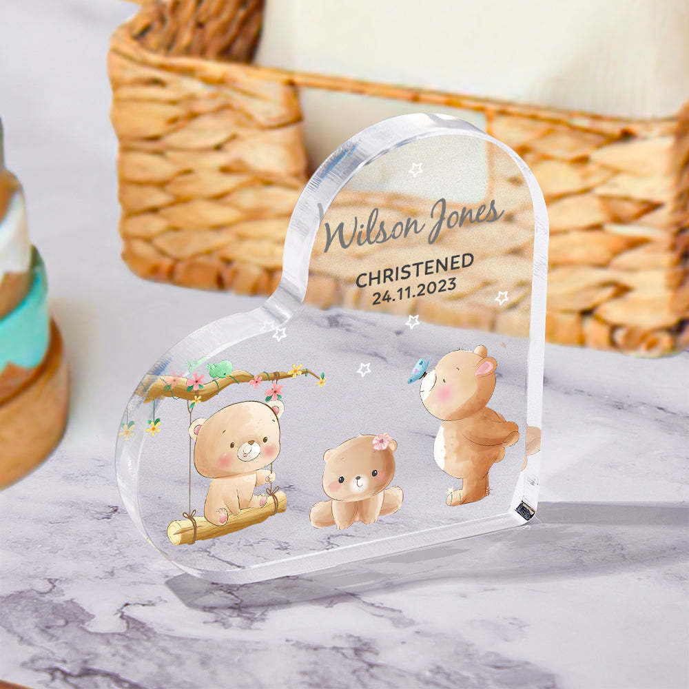 Personalized Name Christening Date Gift Custom Animals Ornaments Gift for New Baby - photomoonlamp