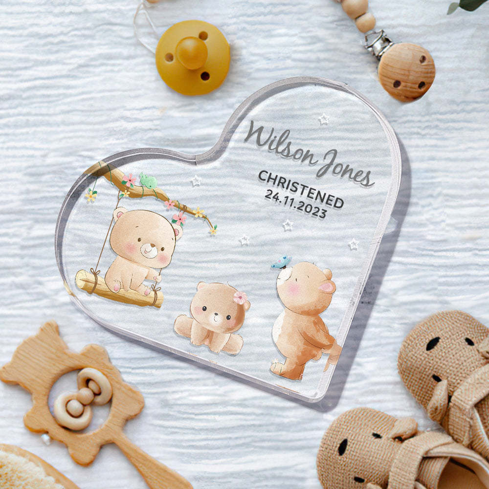 Personalized Name Christening Date Gift Custom Animals Ornaments Gift for New Baby - photomoonlamp
