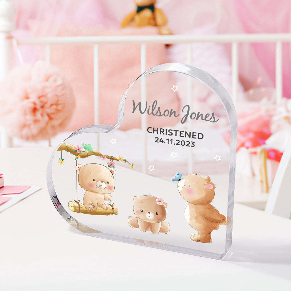 Personalized Name Christening Date Gift Custom Animals Ornaments Gift for New Baby - photomoonlamp
