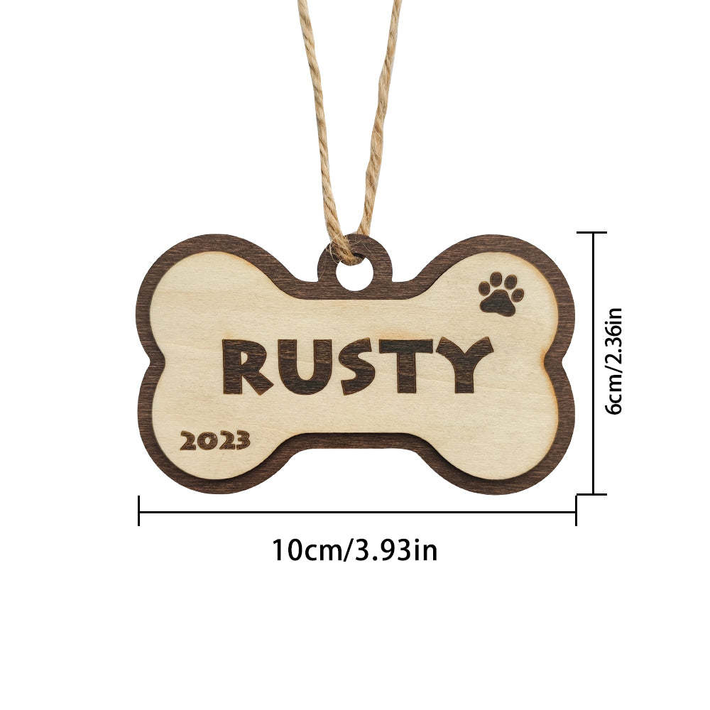 Personalized Dog Name Year Dog Bone Ornament Christmas Gift - photomoonlamp