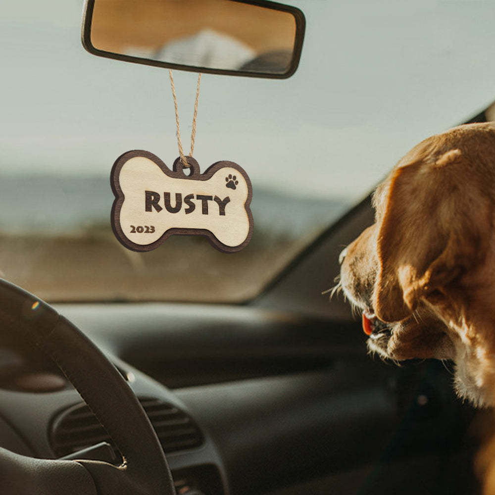 Personalized Dog Name Year Dog Bone Ornament Christmas Gift - photomoonlamp