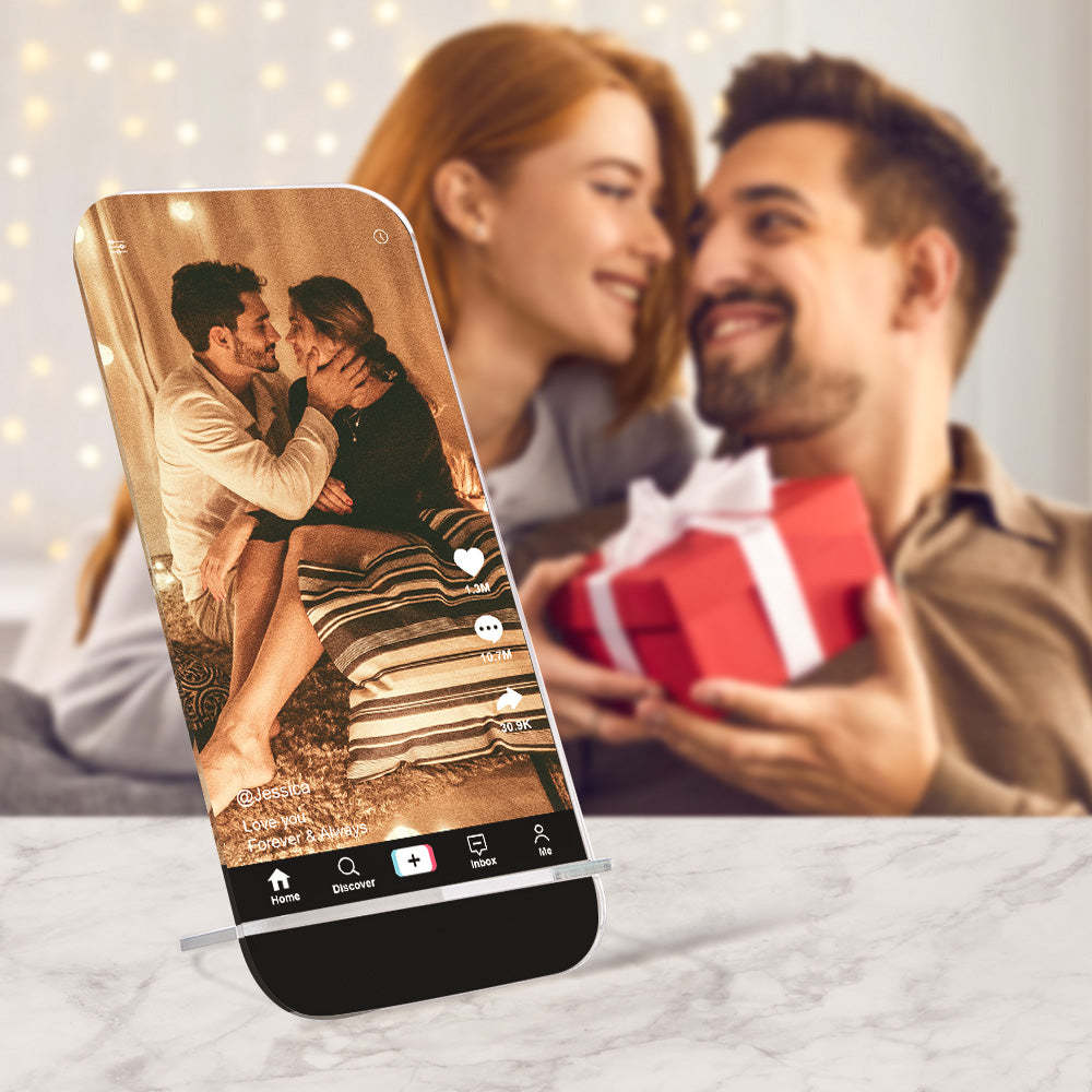 Personalized Tiktok Plaque Custom Photo Plaque Best Photo Gift for Lover - photomoonlamp