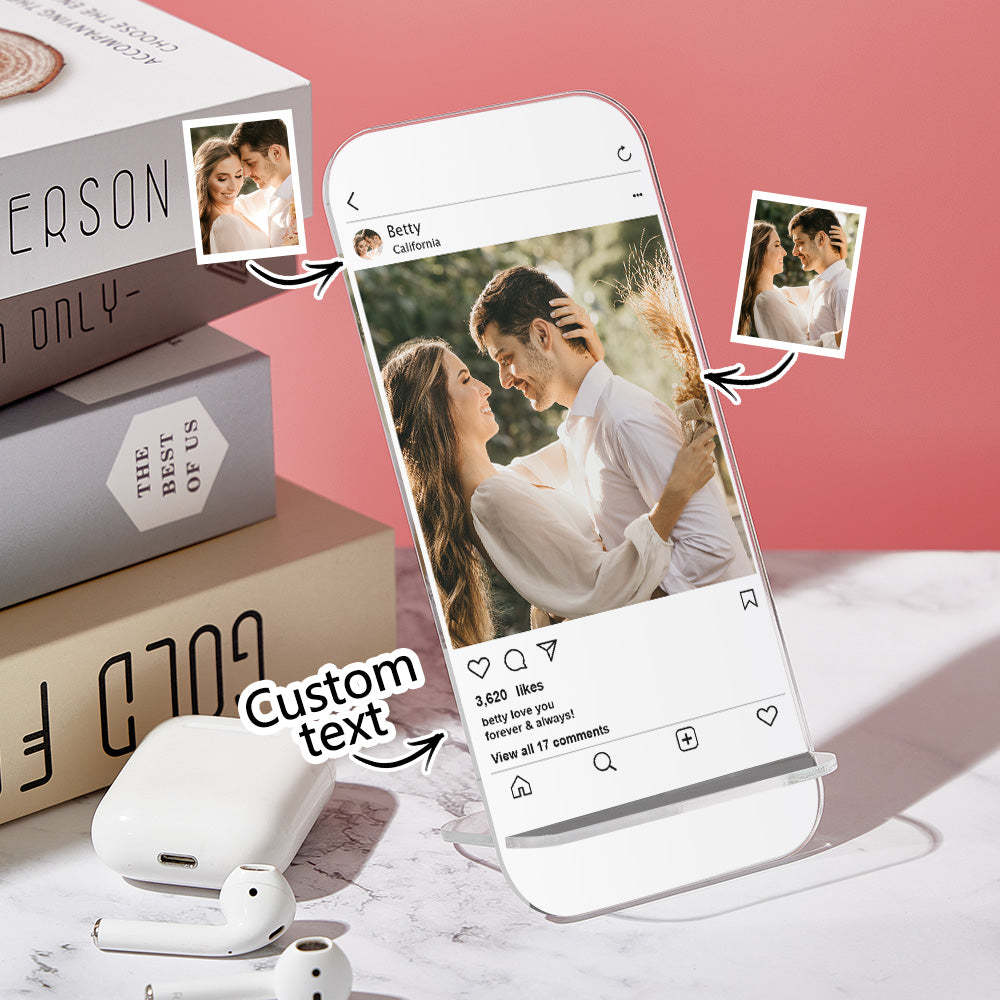 Personalized Instagram Plaque Custom Photo Plaque Best Photo Gift for Lover - photomoonlamp