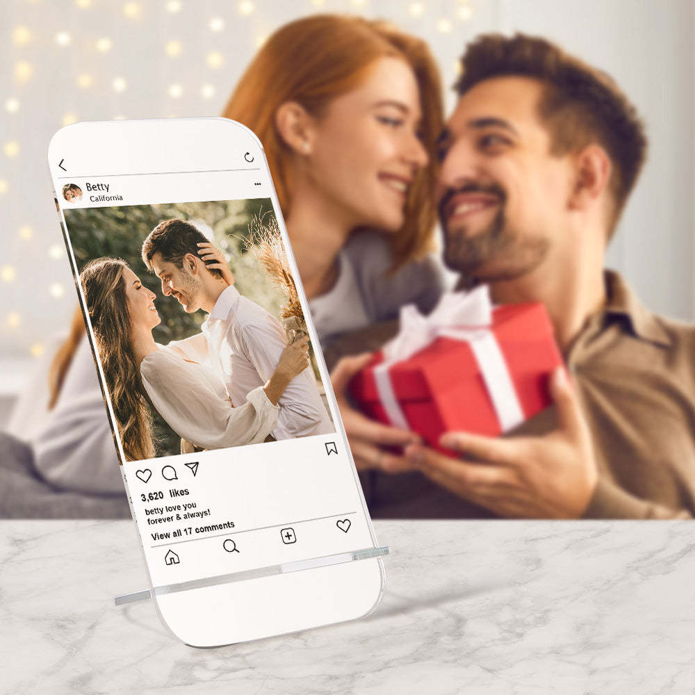 Personalized Instagram Plaque Custom Photo Plaque Best Photo Gift for Lover - photomoonlamp