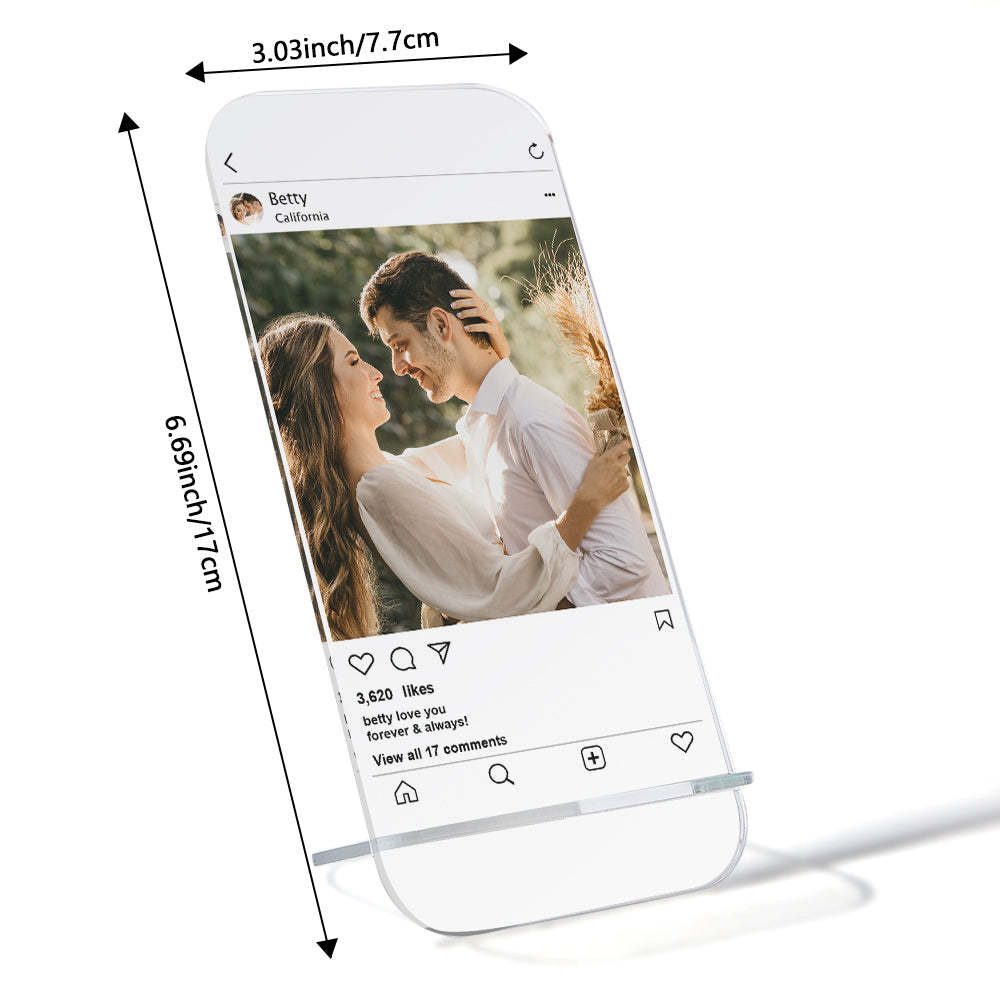 Personalized Instagram Plaque Custom Photo Plaque Best Photo Gift for Lover - photomoonlamp