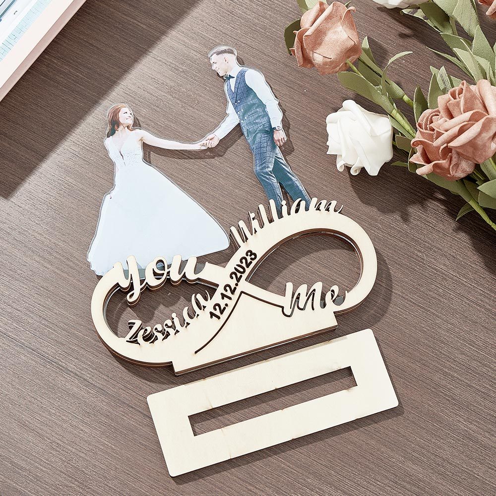 Personalized Photo Desktop Plaque Custom Infinity Couple Sign Romantic Valentine's Day Gifts - photomoonlamp