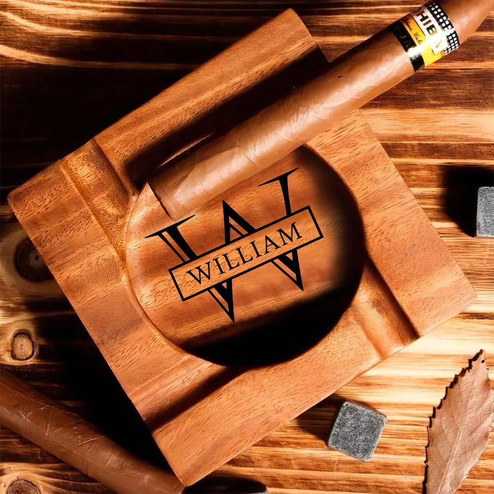 Engraved Cigar Ashtray, Cigar Holder, Unique Ashtray, Walnut wood Ashtray, Cigar Accessory, Husband & Fathers Gift, Groomsman Gift