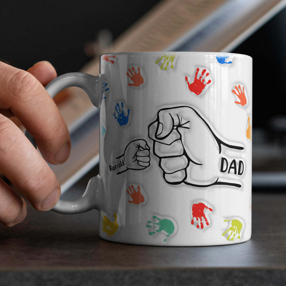 Personalized Custom Names 3D Inflated Effect Printed Mug Gift for Dad Grandpa - photomoonlamp