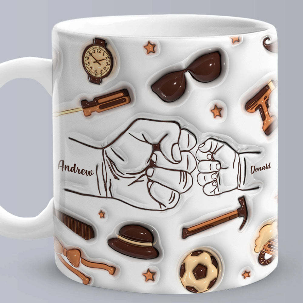 Father's Day Gifts Personalized 1-6 Kids Names Custom 3D Inflated Effect Printed Mug for Papa or Grandpa - photomoonlamp
