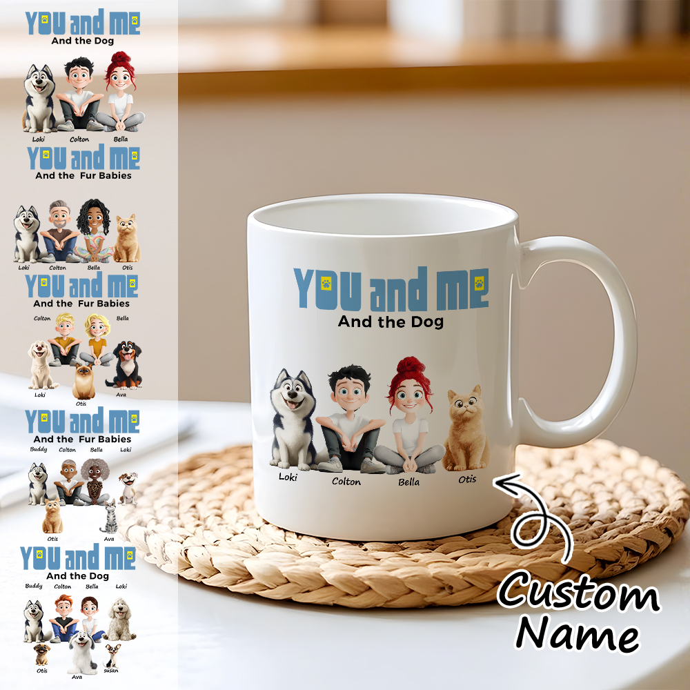 You And Me For Dog Parents Personalized Mug Custom Photo & Name Coffee Cup for Dog & Cat Lovers Unique Gift for Pet Owners