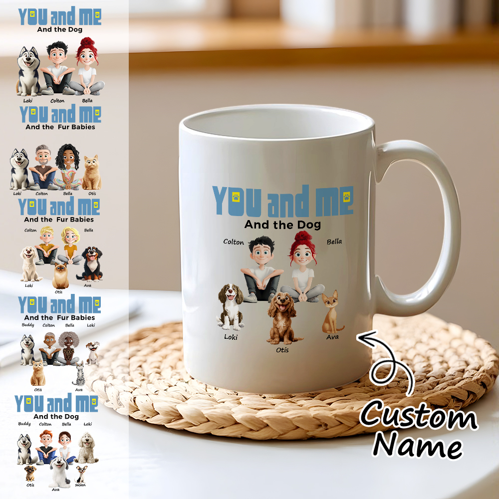 You And Me For Dog Parents Personalized Mug Custom Photo & Name Coffee Cup for Dog & Cat Lovers Unique Gift for Pet Owners