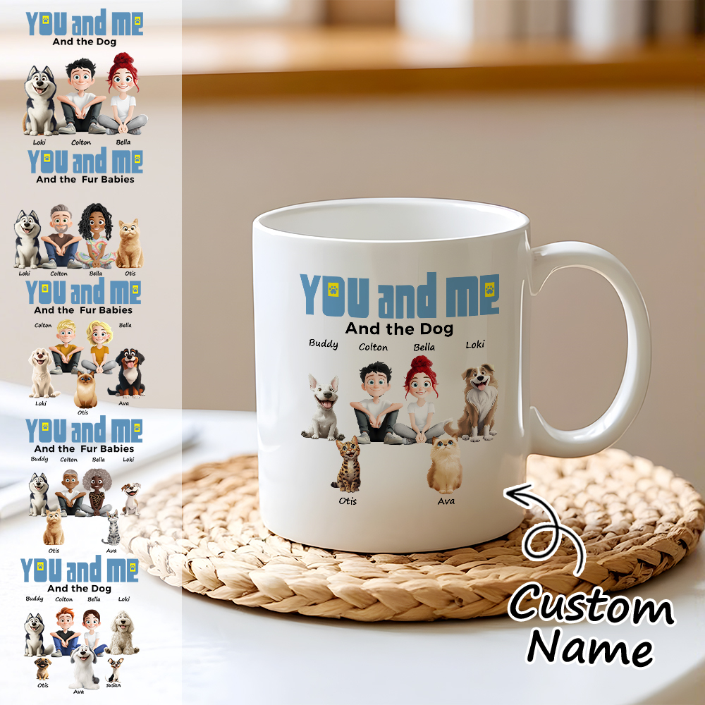 You And Me For Dog Parents Personalized Mug Custom Photo & Name Coffee Cup for Dog & Cat Lovers Unique Gift for Pet Owners