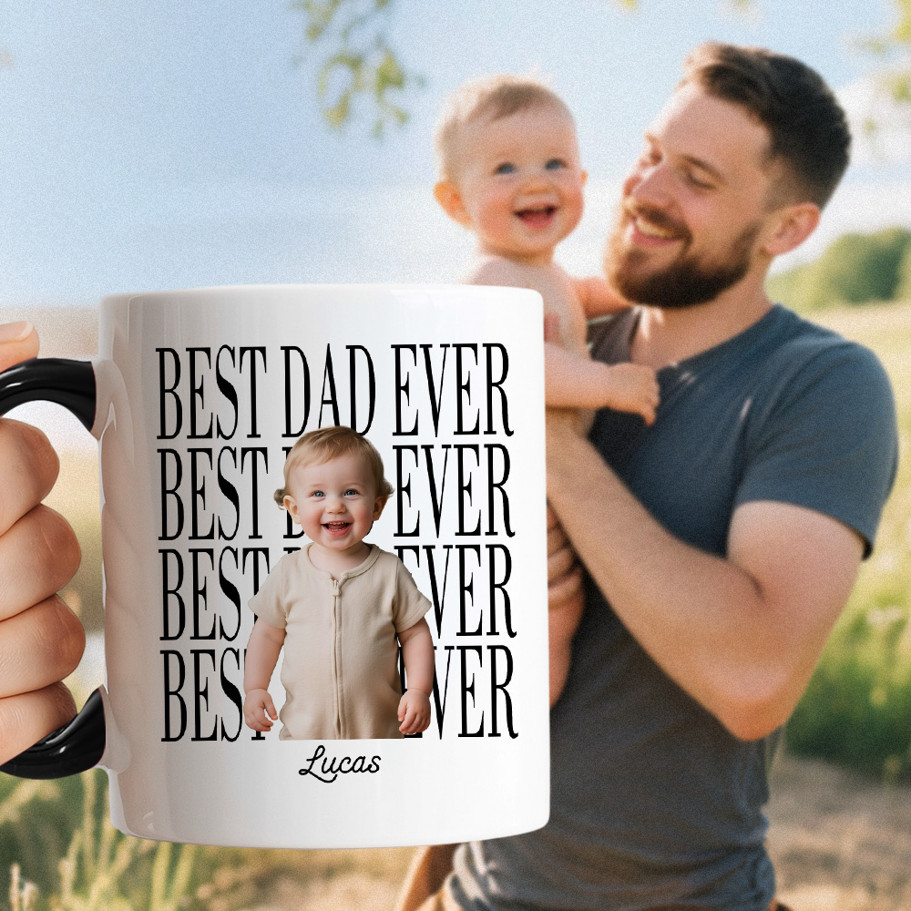 Custom Baby Photo Dad Mug,Personalized Best Dad Ever Cup,Father's Day Keepsake,Gift for Dad,Best Dad Ever Mug,Father's Day,New Dad Gift