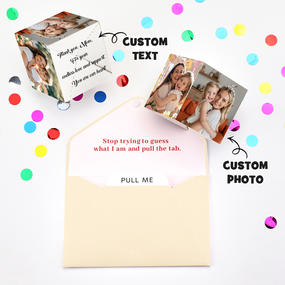 Personalized Surprise Confetti Card Fathers Day  Exploding Box Card Custom Photo 3D Pop-Up Greeting Card - PhotoMoonLamp