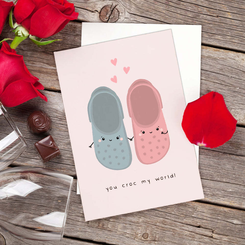 You Croc My World Funny Pun Valentine's Day Greeting Card - photomoonlamp