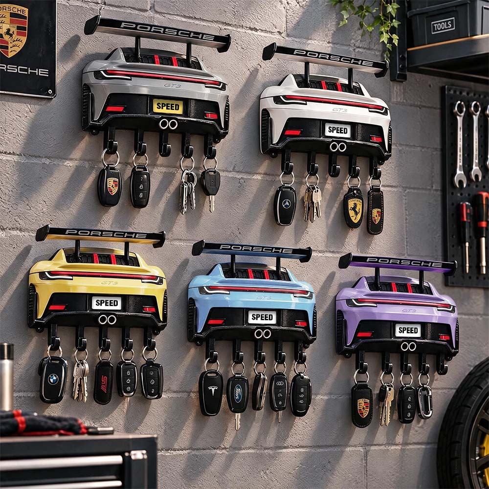 Racing Style Rear Wing Key Holder – Premium Sports Car Themed Gift for Men, Holiday Decor & Entryway Key Organizer