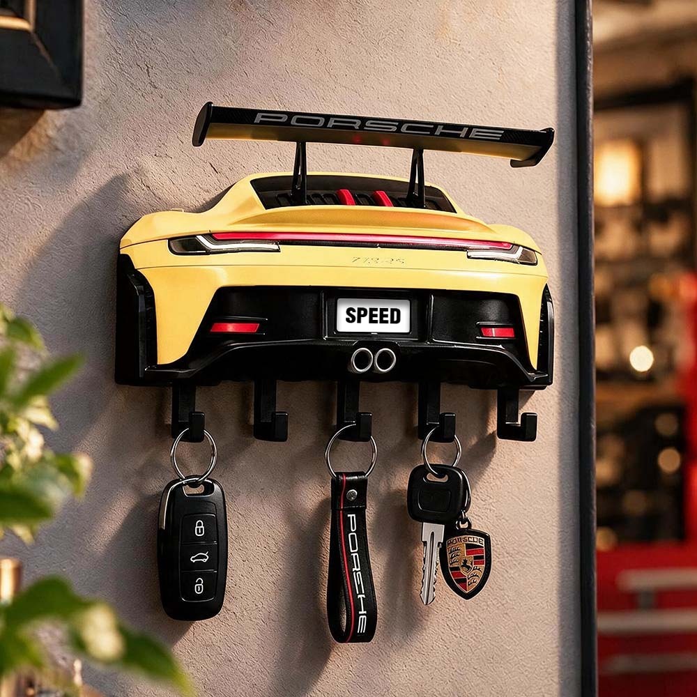 Racing Style Rear Wing Key Holder – Premium Sports Car Themed Gift for Men, Holiday Decor & Entryway Key Organizer