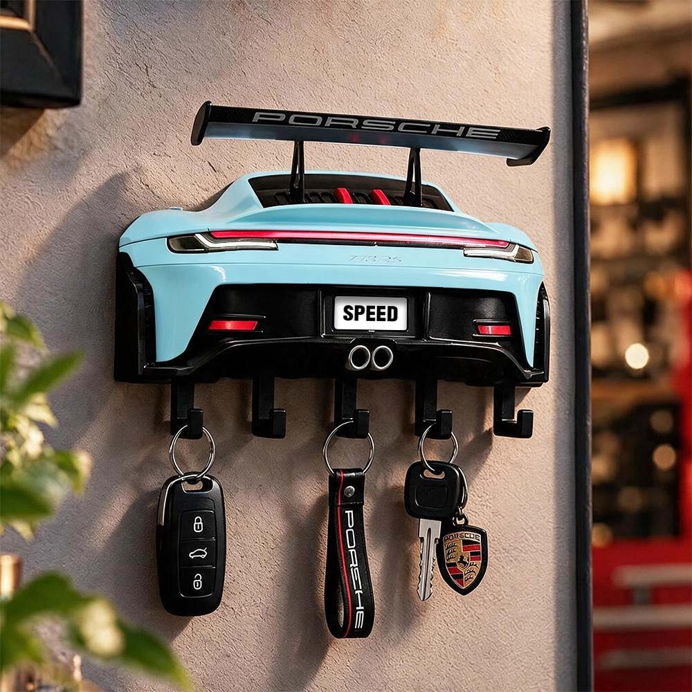 Racing Style Rear Wing Key Holder – Premium Sports Car Themed Gift for Men, Holiday Decor & Entryway Key Organizer