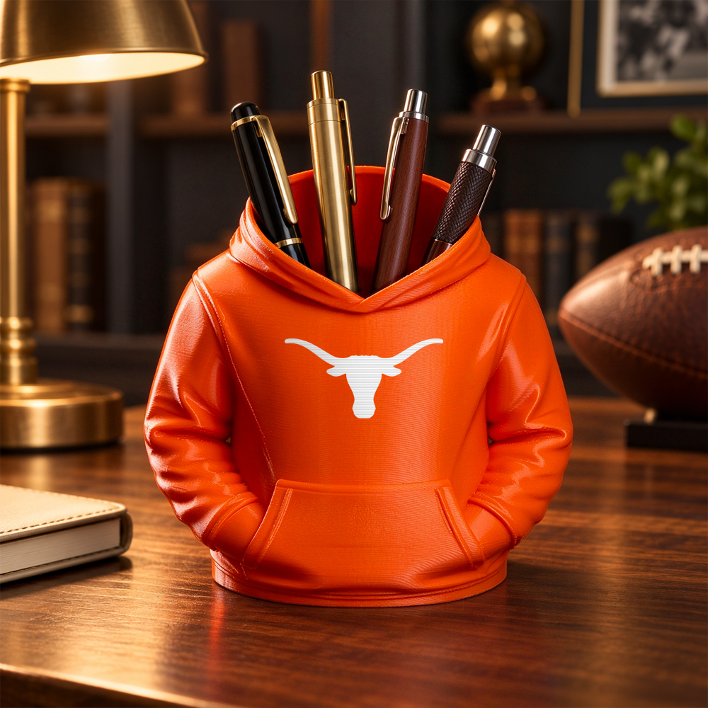 College Hoodie Desk Organizer, Pen Pencil and Utensil Holder, 3D Printed College Football Office and Kitchen Decor, Fan Gift - PhotoMoonLamp