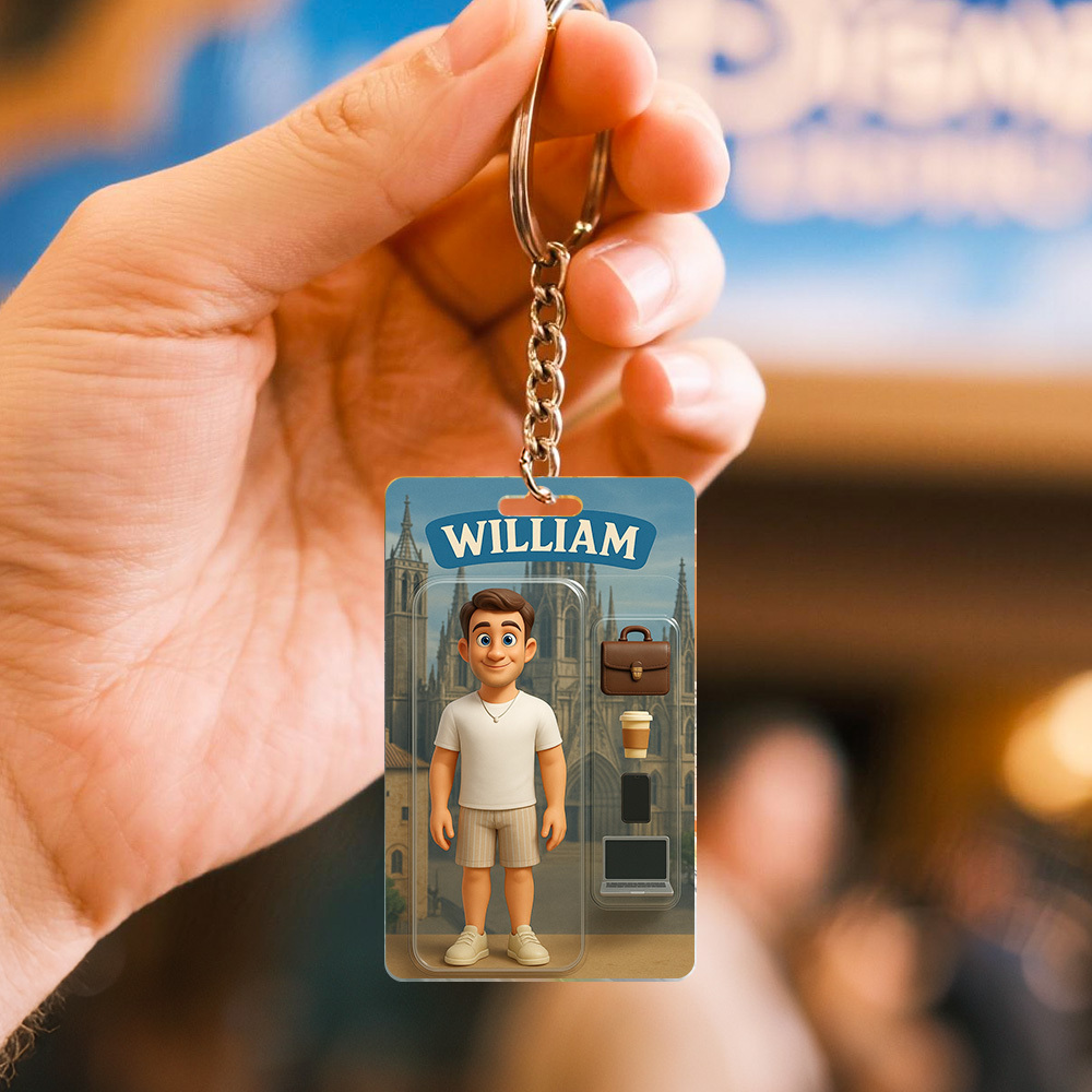 Fully Body Customizable Action Figure Pack Packaging Toy Box Style Art Gift Personalized 2D Printing Acrylic Keychain Gift for Him - PhotoMoonLamp