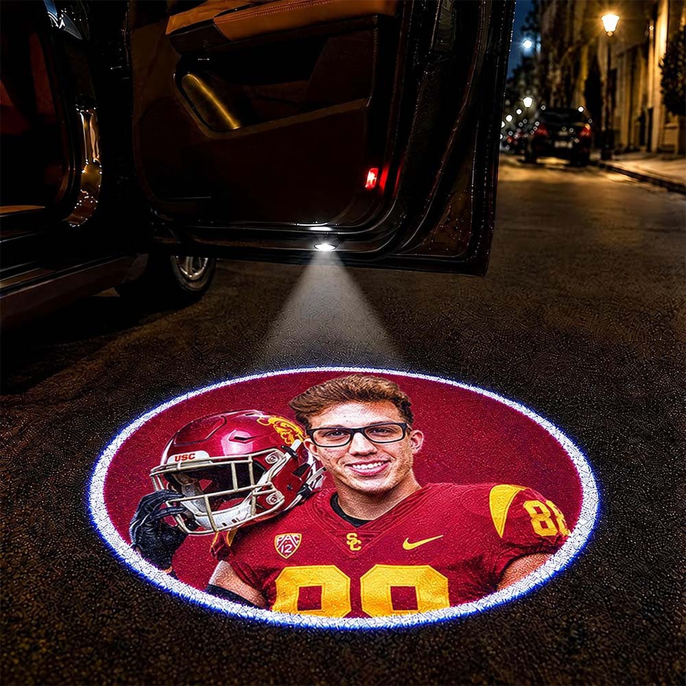 Custom Pet Portrait Car Door Projector Lights Personalized Dog & Cat Photo Welcome Light, Football-Inspired Auto Door LED Projector, Universal Fit