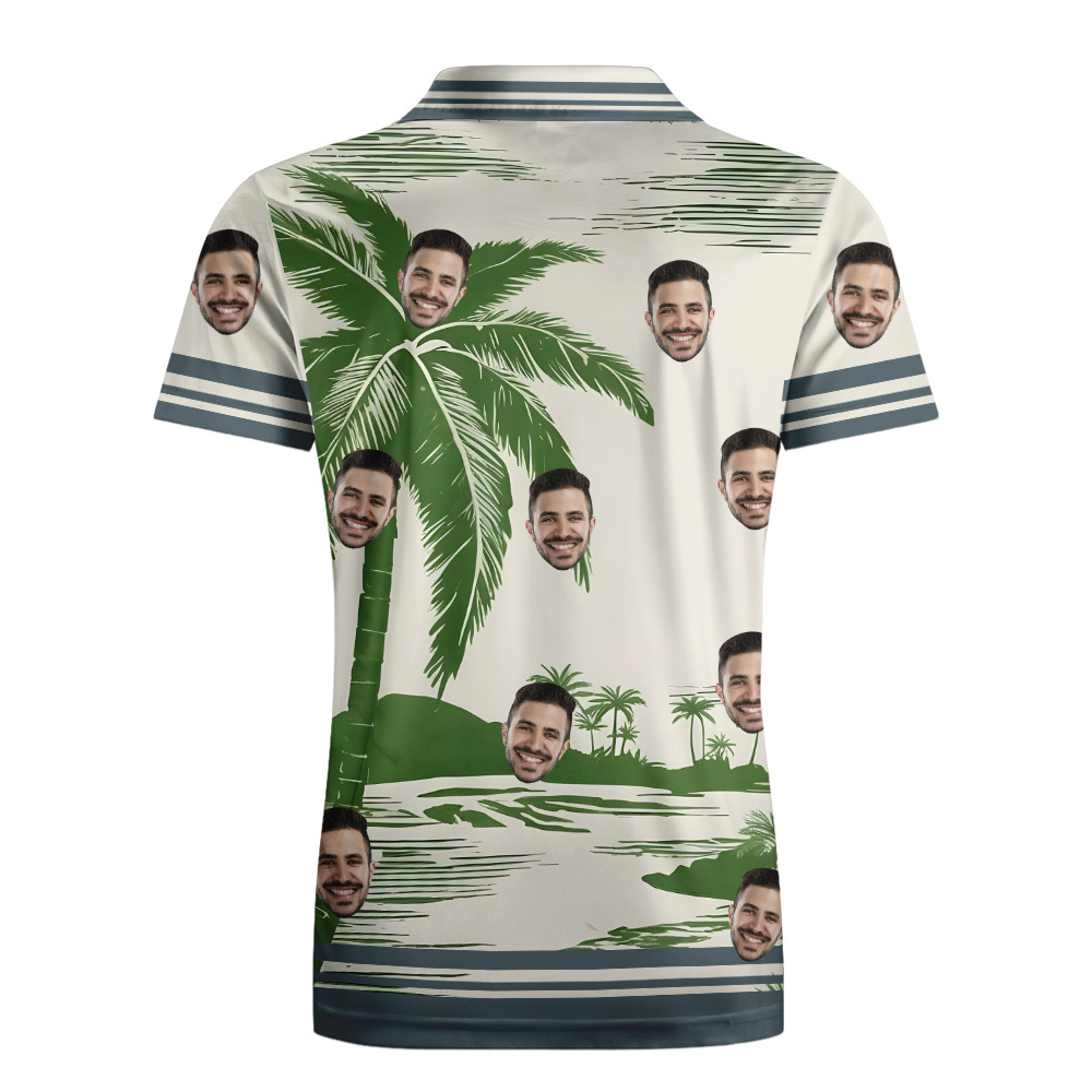 Custom Face Polo Shirts for Men Personalized Men's Polo Shirts Logo Shirts Birthday Vacation Gift for Him Dad - PhotoMoonLamp