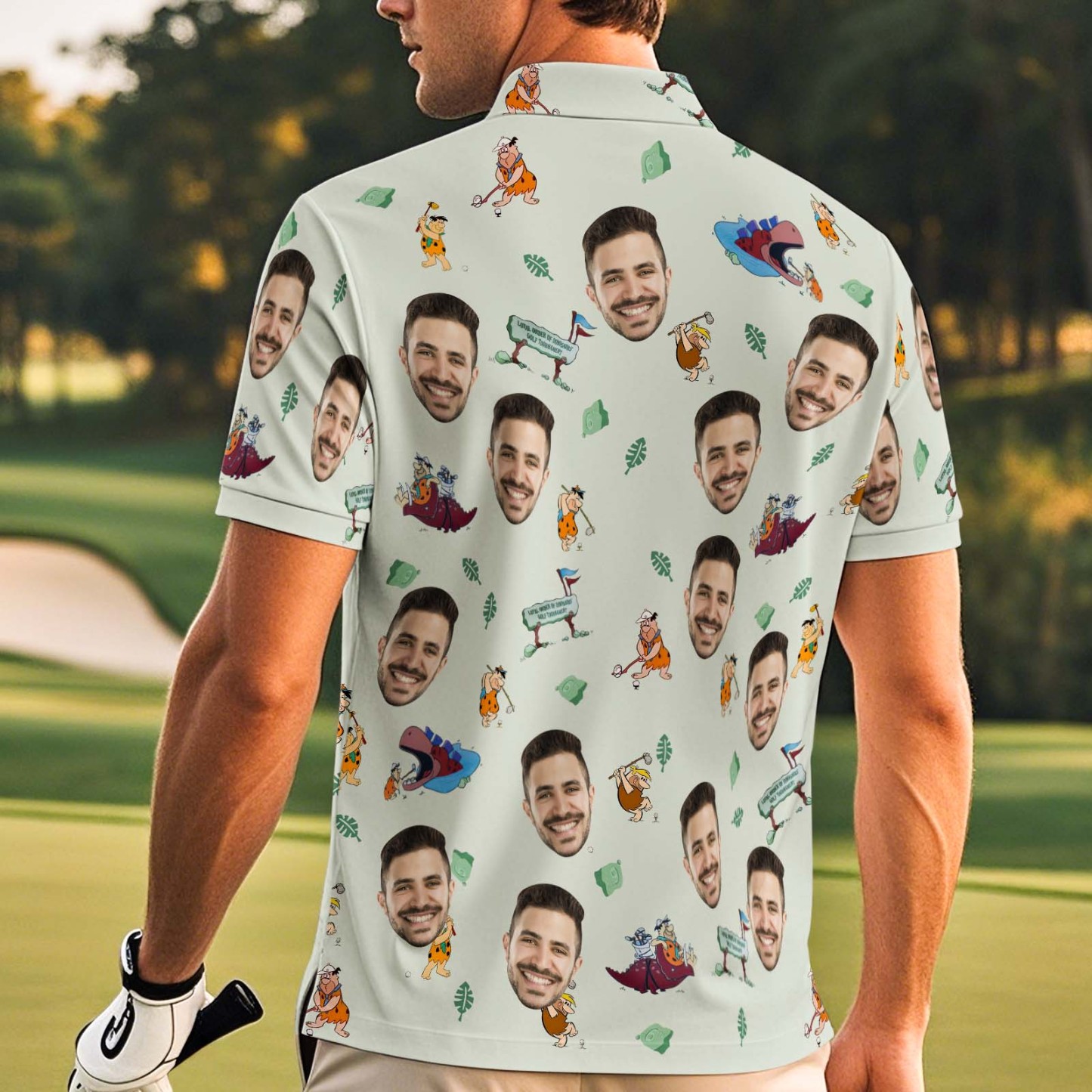 Custom Face Polo Shirt Playing Golf Pattern Polo Shirt For Men - PhotoMoonLamp