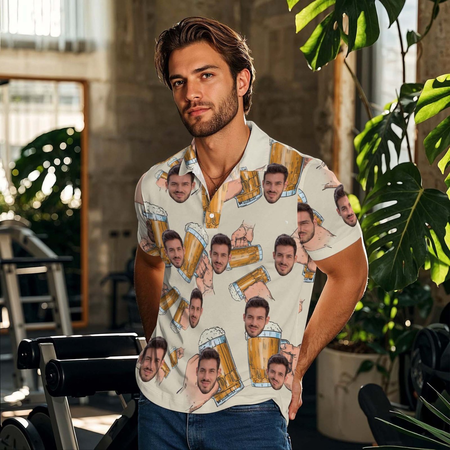 Custom Polo Shirt Personalized Classic Brew Beer Golf Shirts with Faces Or Logos Gift Idea - PhotoMoonLamp