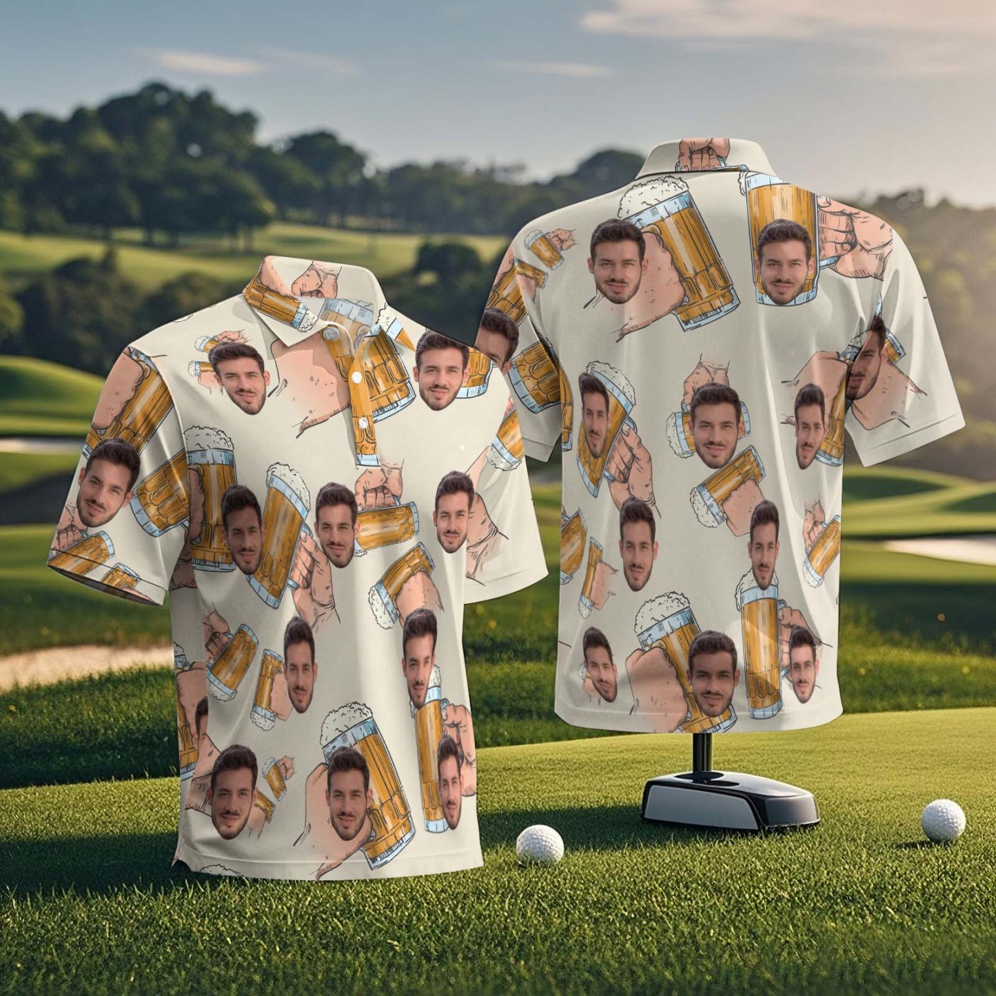 Custom Polo Shirt Personalized Classic Brew Beer Golf Shirts with Faces Or Logos Gift Idea - PhotoMoonLamp