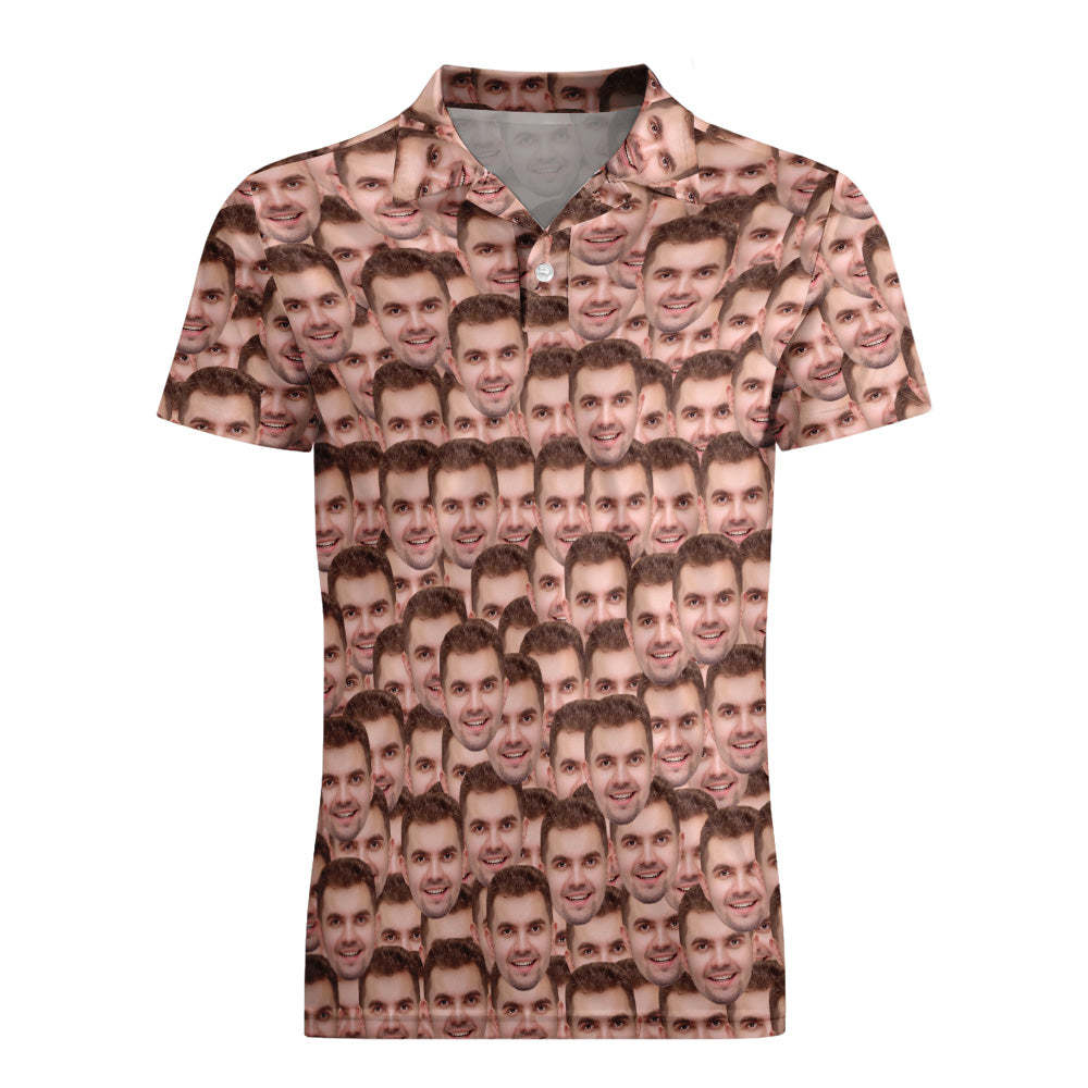 Men's Custom Face POLO Shirt Personalized Golf Shirts For Him Face Mash - PhotoMoonLamp