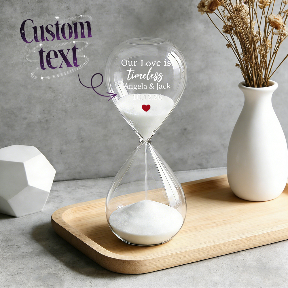 Custom Text Hourglass Personalized Name Love Timeless Sand Timer Gift for Anniversary Valentine's Day