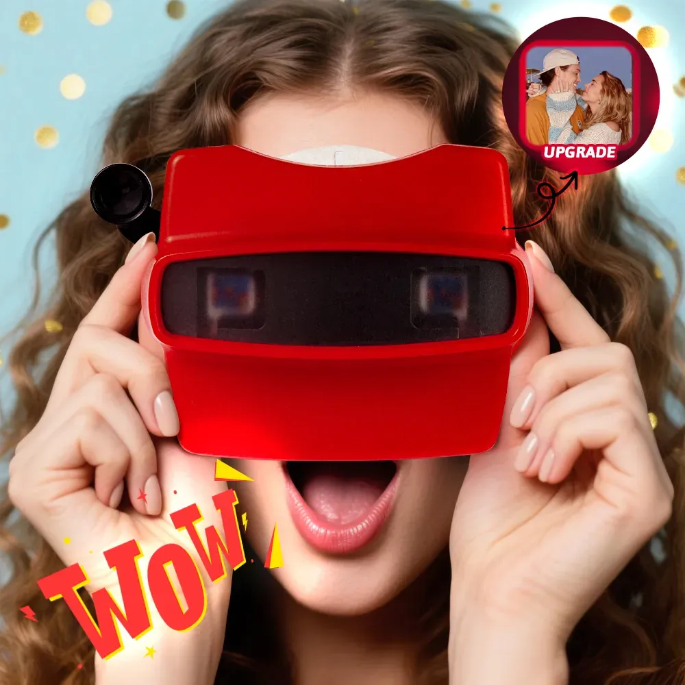Custom 3D Viewfinder and Reel – Personalized Christmas Gift with your own photos Text and Photo Viewer Multiple Films Available Red Viewfinder