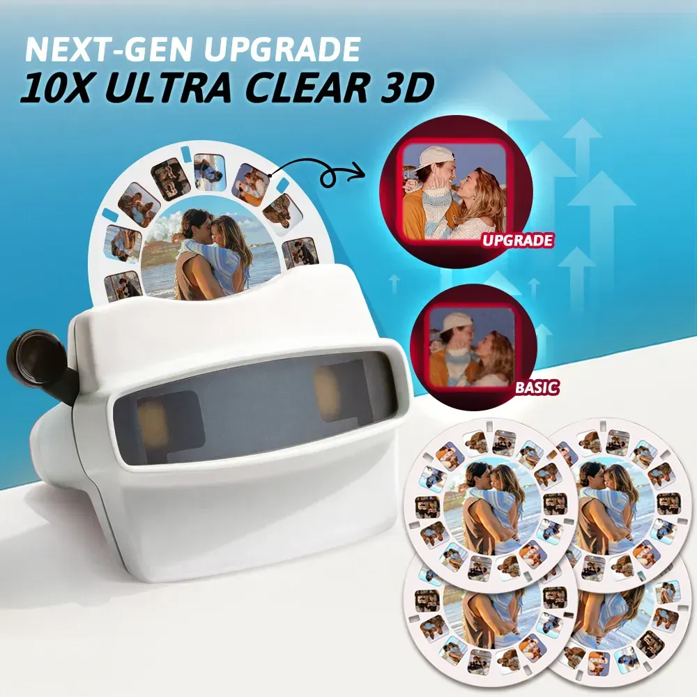 Custom 3D Viewfinder and Reel – Personalized Christmas Gift with your own photos Text and Photo Viewer Multiple Films Available Red Viewfinder