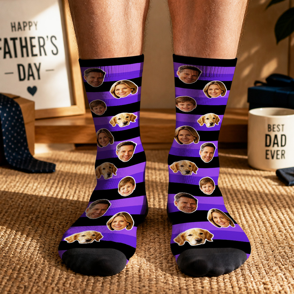 Custom Photo Socks for Dog Mom, Personalized Printed Socks with Your Own Photo, Novelty Socks Gift for Men, Funny Socks with Girl's Face - PhotoMoonLamp