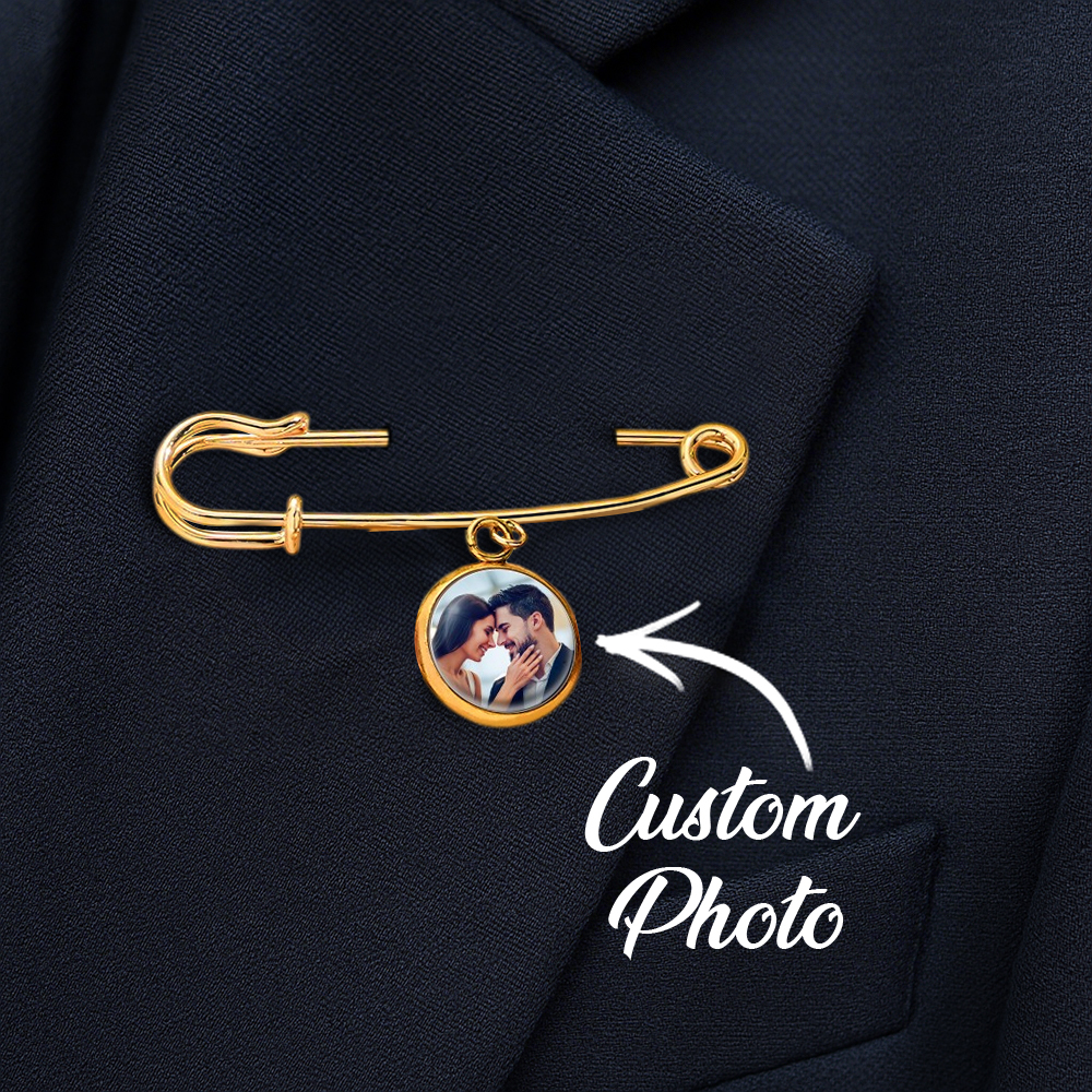 Custom Photo Lapel Pin �C Personalized Boutonniere Gift for Him or Her Fathers Day Gift Memorial Gift Idea