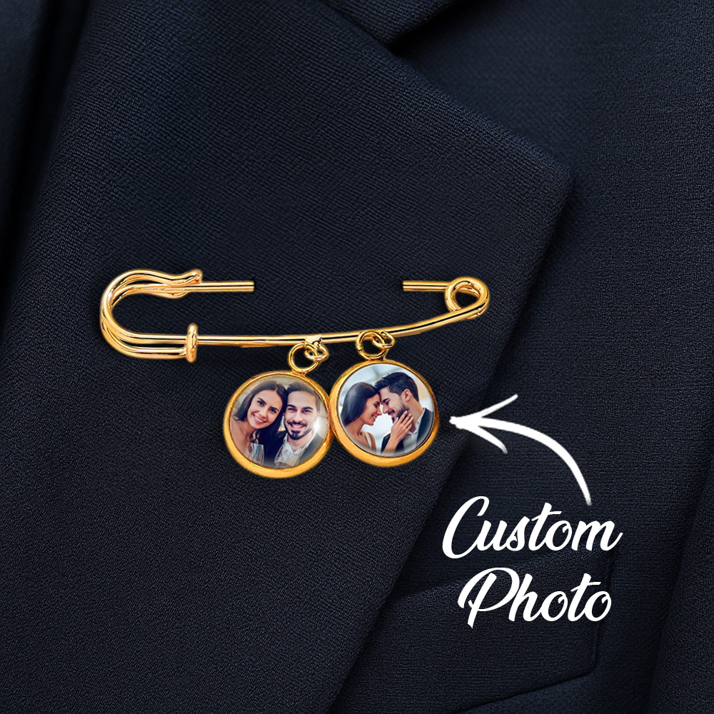 Custom Photo Lapel Pin �C Personalized Boutonniere Gift for Him or Her Fathers Day Gift Memorial Gift Idea - PhotoMoonLamp