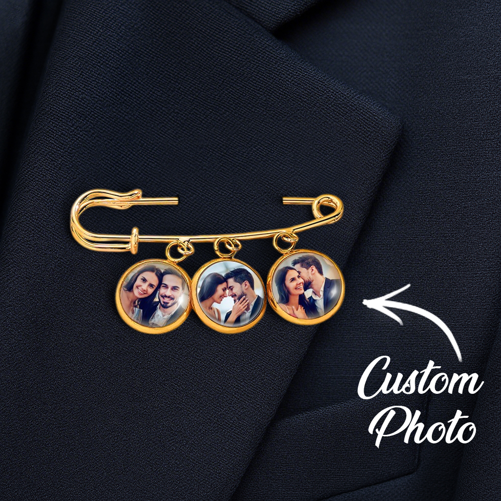 Custom Photo Lapel Pin �C Personalized Boutonniere Gift for Him or Her Fathers Day Gift Memorial Gift Idea - PhotoMoonLamp