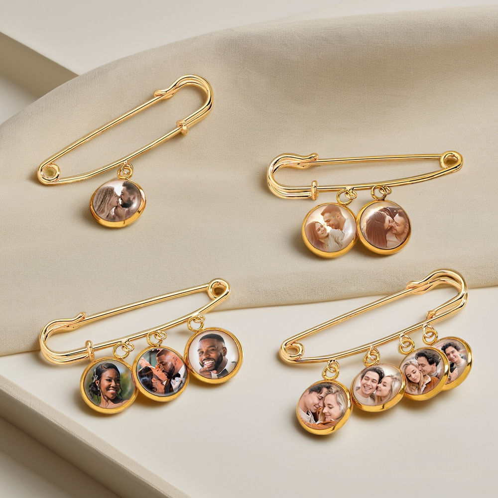 Custom Photo Lapel Pin �C Personalized Boutonniere Gift for Him or Her Fathers Day Gift Memorial Gift Idea - PhotoMoonLamp