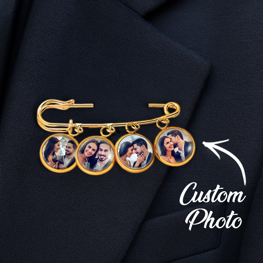 Custom Photo Lapel Pin �C Personalized Boutonniere Gift for Him or Her Fathers Day Gift Memorial Gift Idea - PhotoMoonLamp