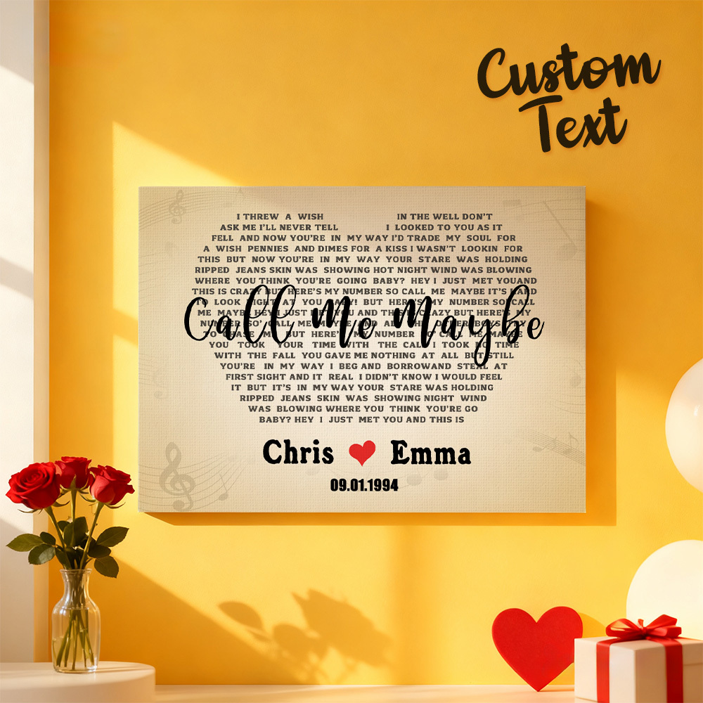 Heart Shaped Song Lyrics On Canvas Custom Wall Art Home Decoration