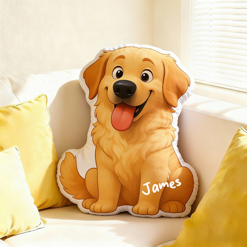 Personalized Pet Portrait Pillow Custom Name Cartoon Pet Cushion Home Decor Gifts for Pet Lovers